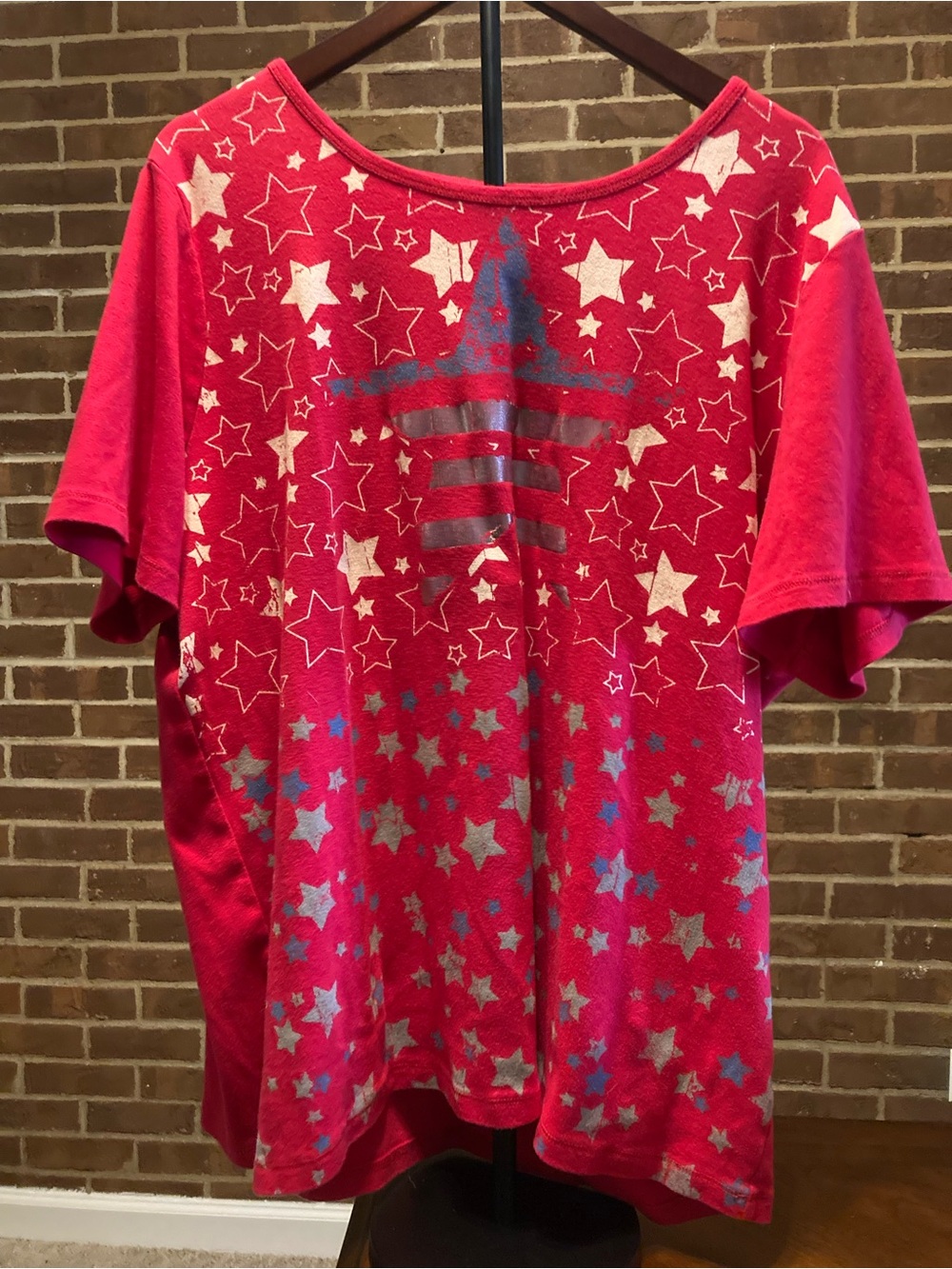 CJ Banks Red Tee with White and Blue Stars and Stripes